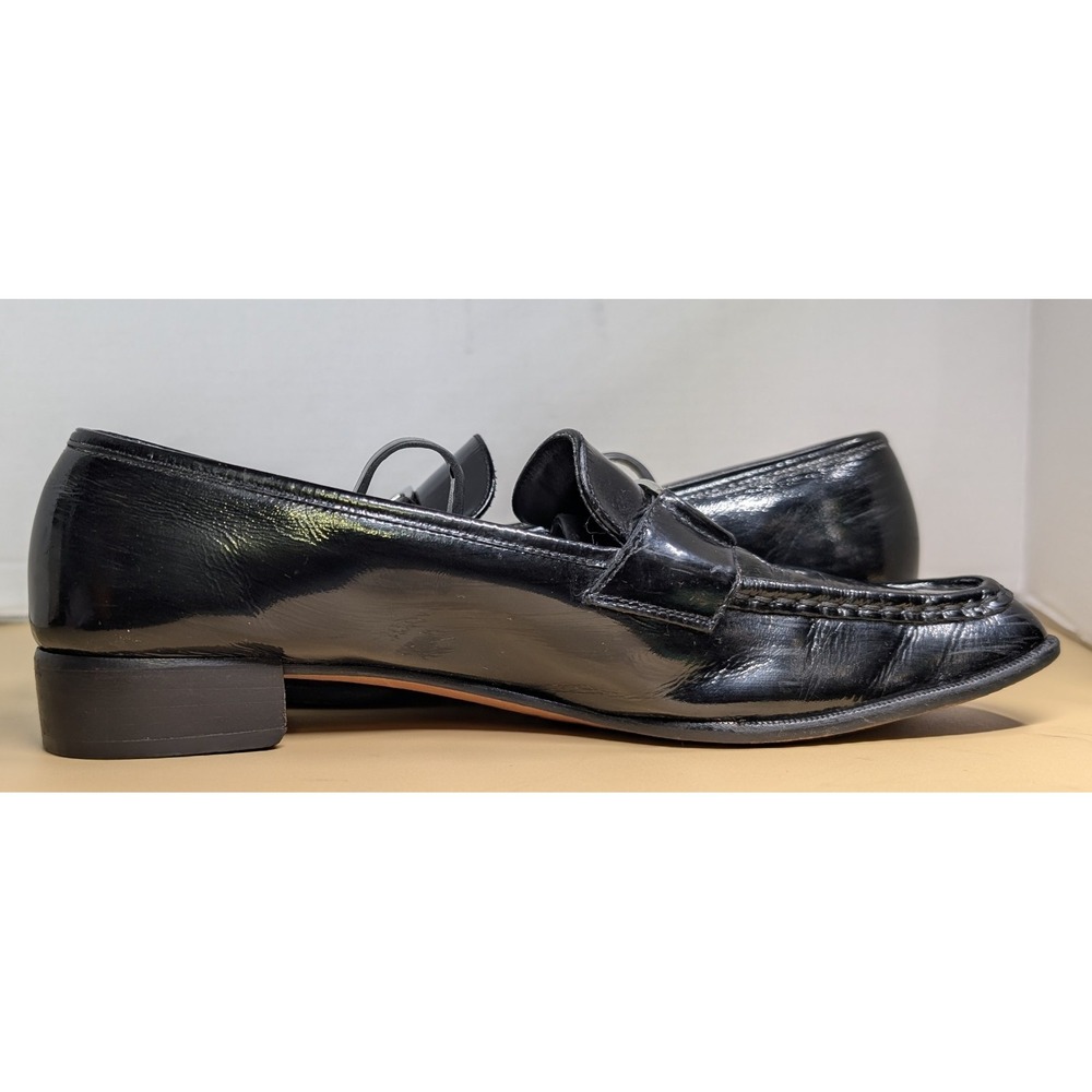 Salvatore Ferragamo Women Boutique Black Patent Gancini Loafers Size 9.5 A
